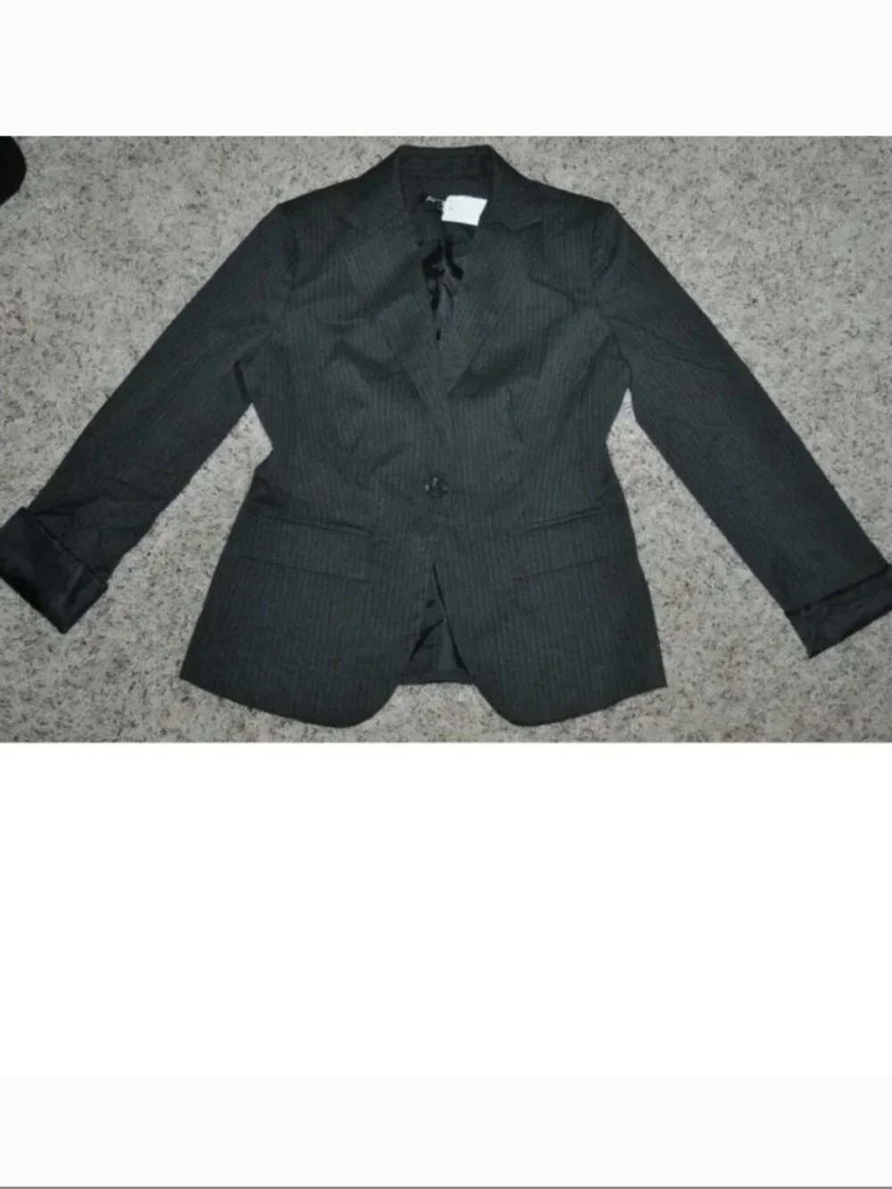 Apt 9 Blazer Womens 12 Black Pin Striped Long Sleeve Lined Business Suit Jacket